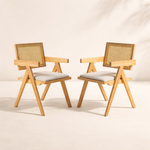 Chiva Rattan & Wood Dining Chair – Set of 2 (Natural) - Outlet - Marcel Olsen