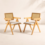 Chiva Rattan & Wood Dining Chair – Set of 2 (Natural) - Outlet - Marcel Olsen