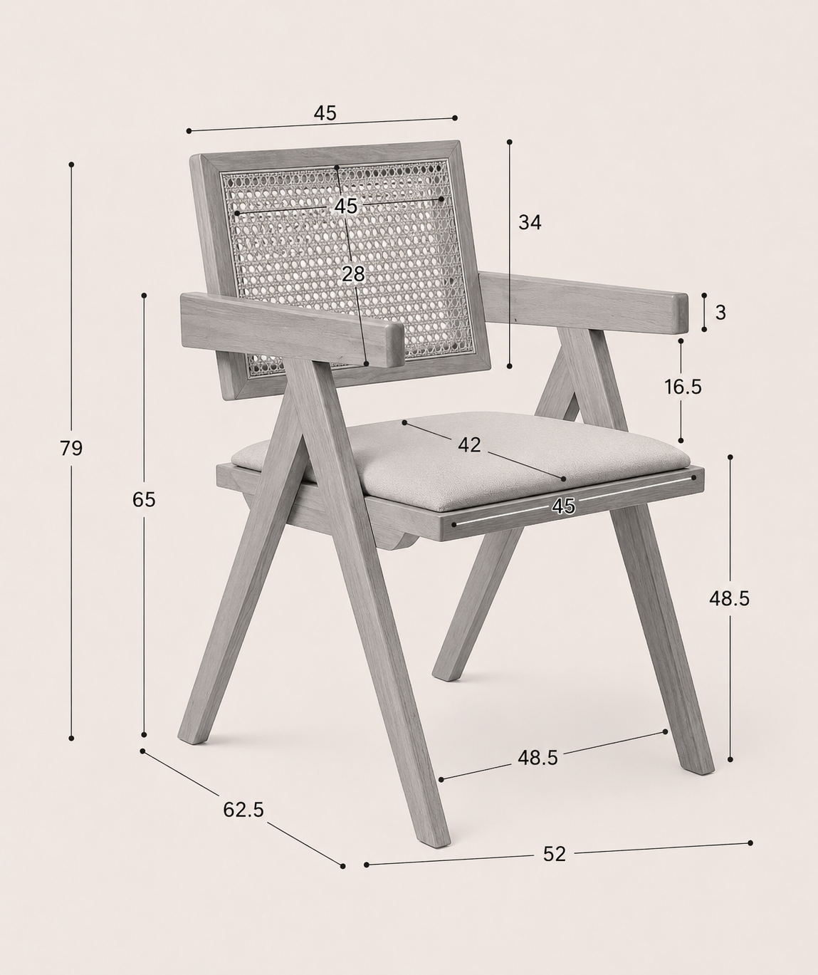 Chiva Rattan & Wood Dining Chair (Ebony) - Outlet - Marcel Olsen