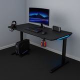Escritorio Gaming Core 140 | LEDs, Soportes para Auriculares y Bebidas (Fibra de Carbono Negra, 140cm)