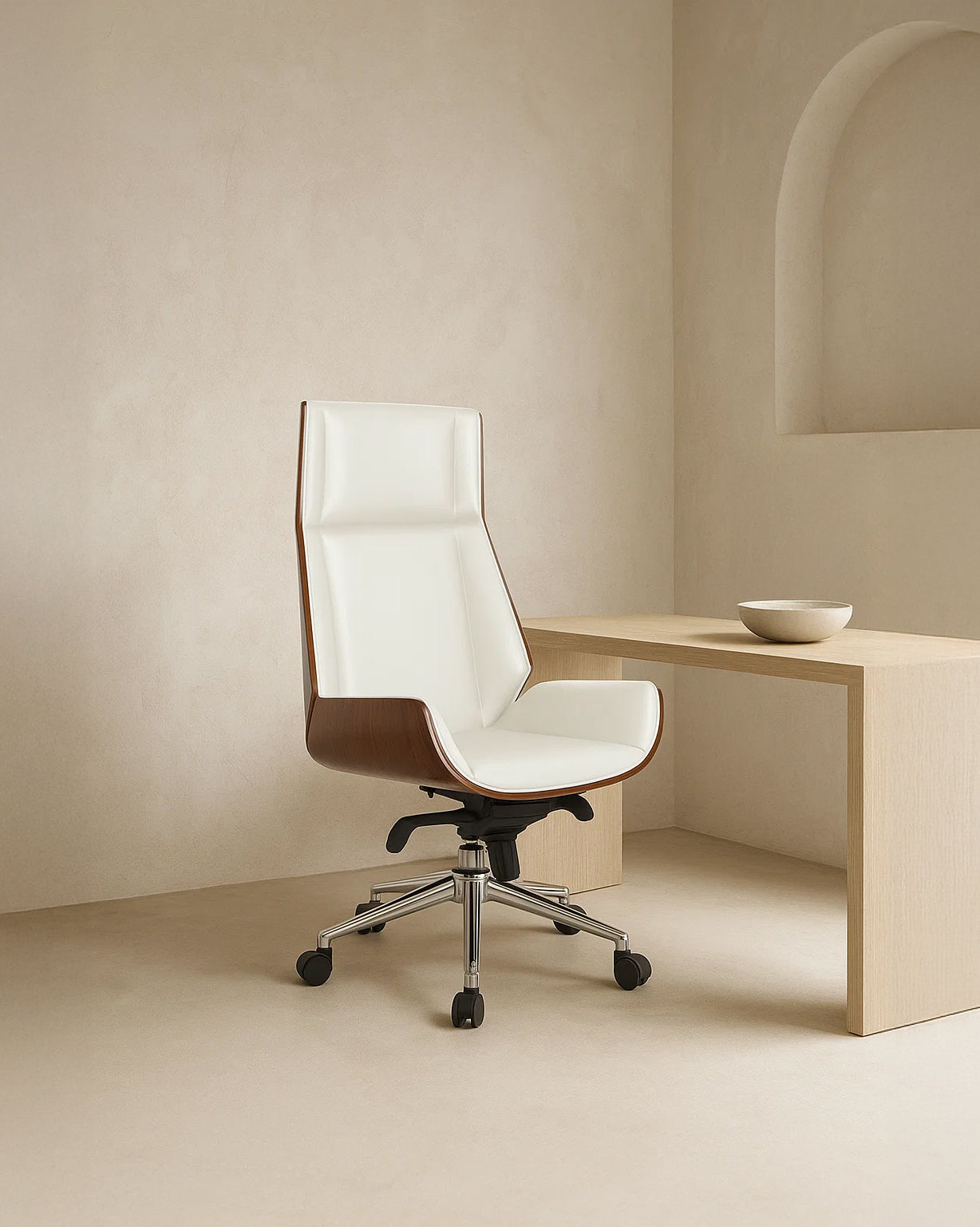 Ergonomic Danish Office Chair (White, High) | Scandinavian Desk Chair Office Chair - Marcel Olsen