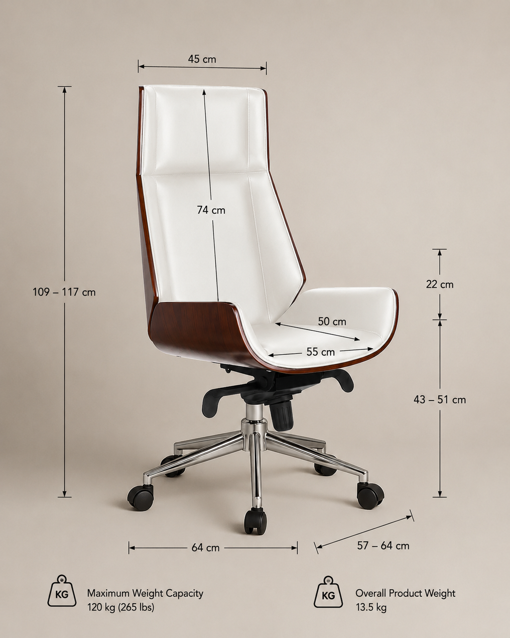 Ergonomic Danish Office Chair (White, High) - Outlet Office Chair - Marcel Olsen