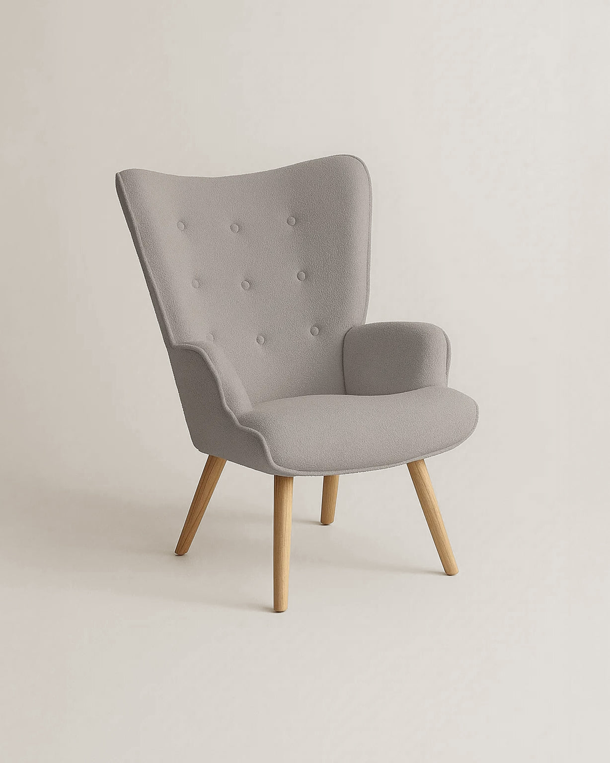Espla Upholstered Armchair (Grey Bouclé) – Mid-Century Reading & Lounge Chair - Marcel Olsen