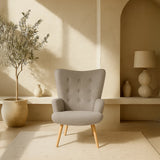 Espla Upholstered Armchair (Grey Bouclé) – Mid-Century Reading & Lounge Chair - Marcel Olsen
