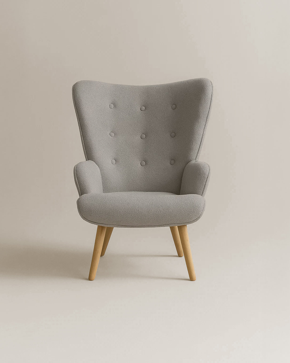 Espla Upholstered Armchair (Grey Bouclé) – Mid-Century Reading & Lounge Chair - Marcel Olsen
