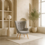 Espla Upholstered Armchair (Grey Bouclé) – Mid-Century Reading & Lounge Chair - Marcel Olsen
