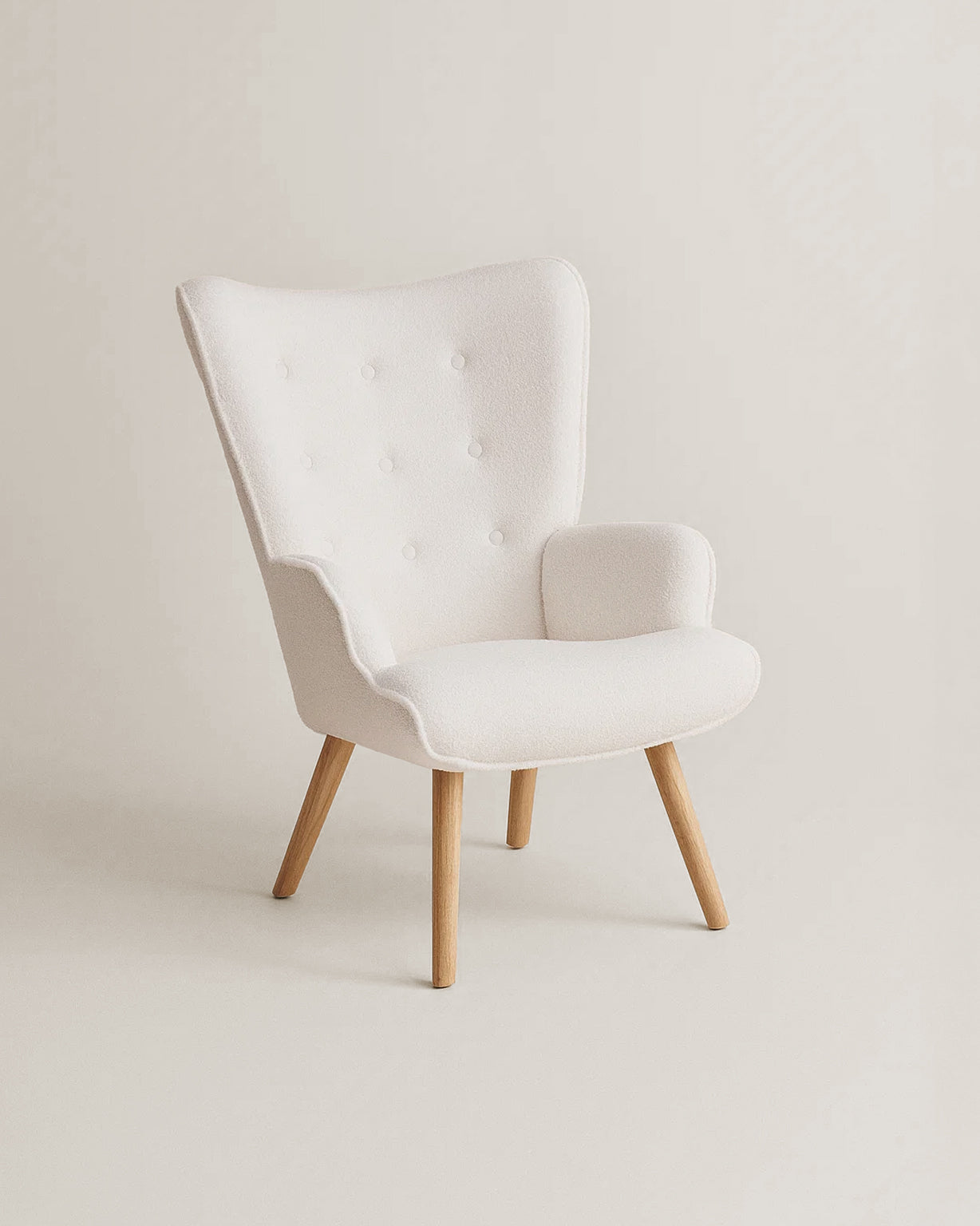 Espla Upholstered Armchair (White Bouclé) – Mid-Century Reading & Lounge Chair - Marcel Olsen