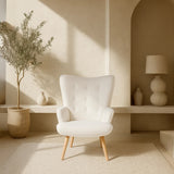 Espla Upholstered Armchair (White Bouclé) – Mid-Century Reading & Lounge Chair - Marcel Olsen