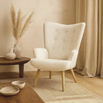 Espla Upholstered Armchair (White Bouclé) – Mid-Century Reading & Lounge Chair - Marcel Olsen