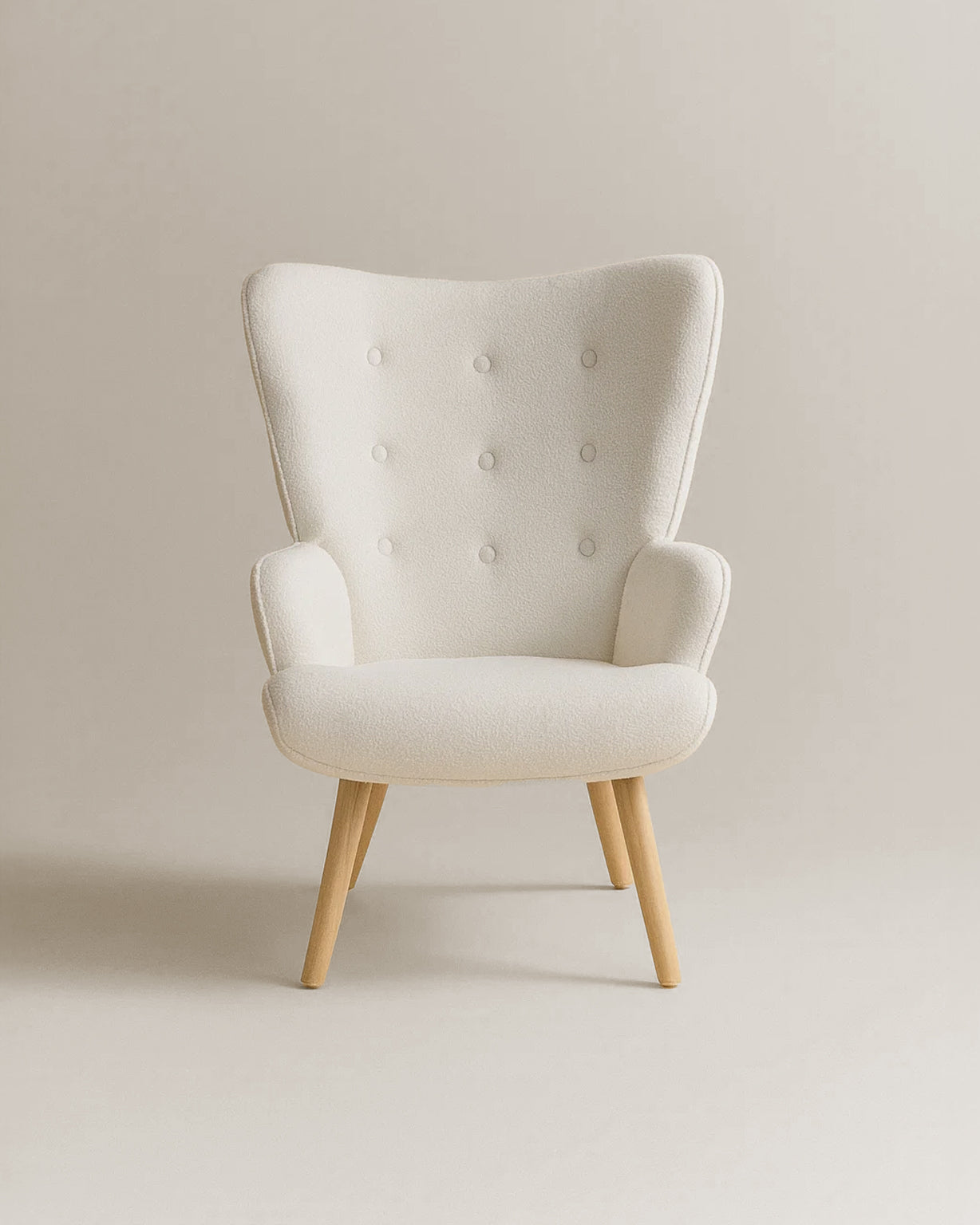 Espla Upholstered Armchair (White Bouclé) – Mid-Century Reading & Lounge Chair - Marcel Olsen