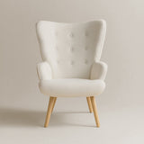 Espla Upholstered Armchair (White Bouclé) – Mid-Century Reading & Lounge Chair - Marcel Olsen
