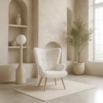 Espla Upholstered Armchair (White Bouclé) – Mid-Century Reading & Lounge Chair - Marcel Olsen