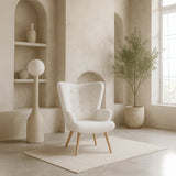 Espla Upholstered Armchair (White Bouclé) – Mid-Century Reading & Lounge Chair - Marcel Olsen