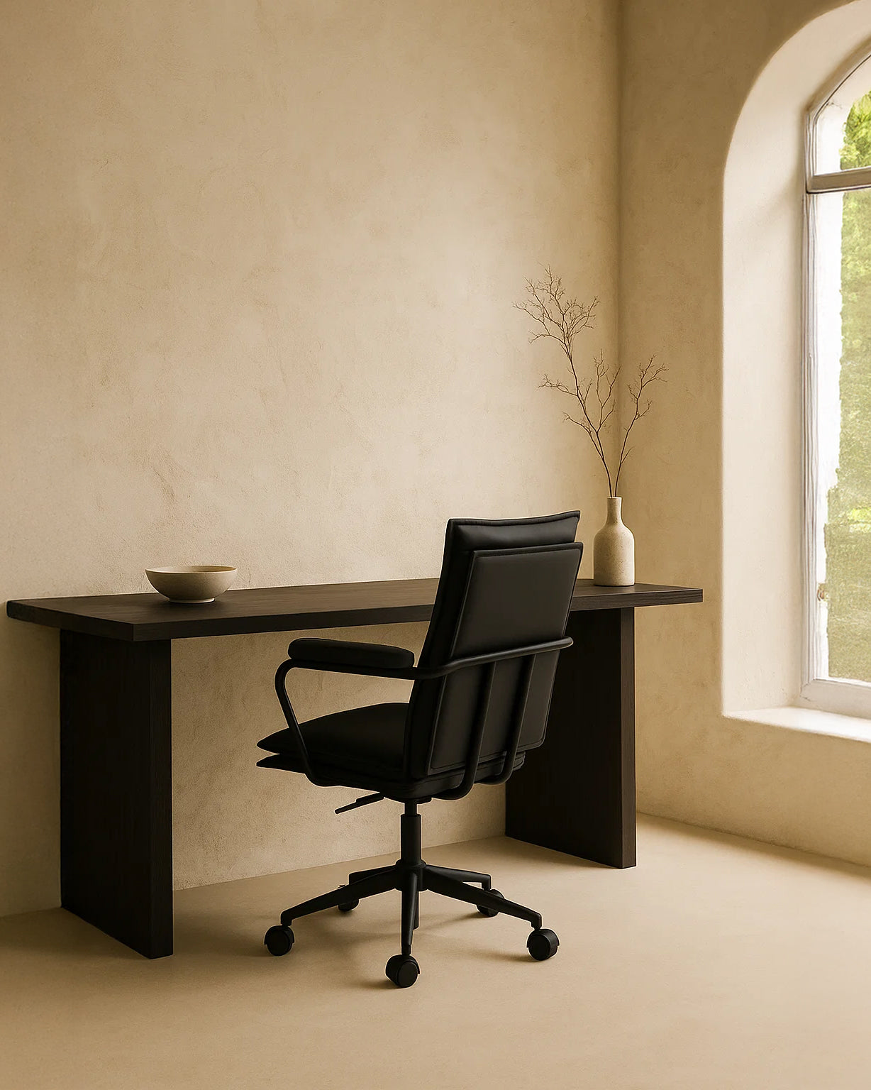 Executive Cushioned Office Chair (Black Faux Leather) – Mid-century Modern Swivel Desk Chair (Outlet) Outlet Products - Marcel Olsen