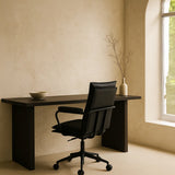 Executive Cushioned Office Chair (Black Faux Leather) – Mid-century Modern Swivel Desk Chair (Outlet) Outlet Products - Marcel Olsen