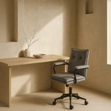 Executive Cushioned Office Chair (Grey Faux Leather) – Mid-century Modern Swivel Desk Chair - Marcel Olsen