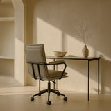 Executive Cushioned Office Chair (Grey Faux Leather) – Mid-century Modern Swivel Desk Chair - Marcel Olsen