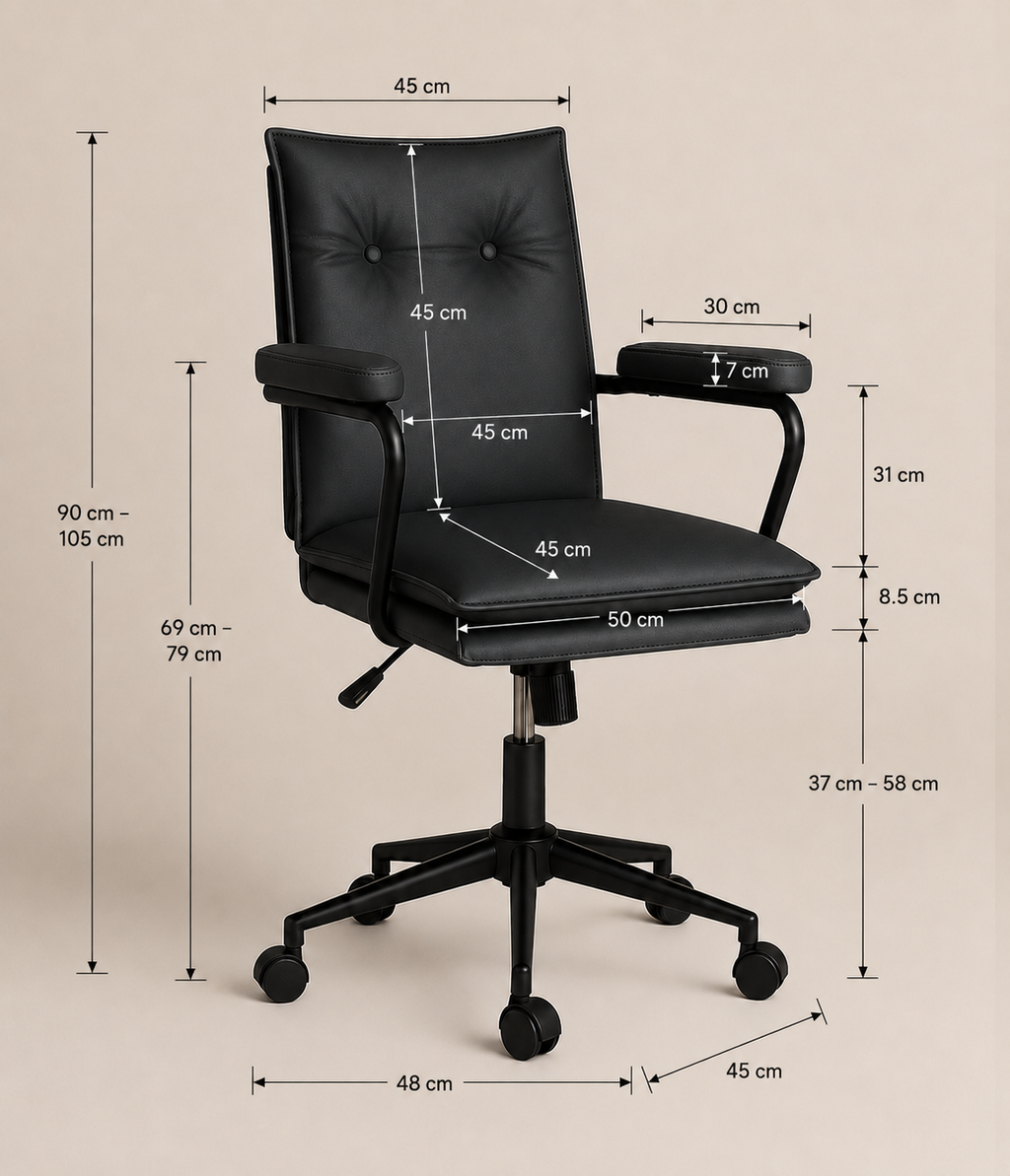 Executive Cushioned Office Chair (Black Faux Leather) – Outlet - Marcel Olsen