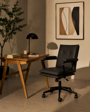 Executive Bureaustoel met Kussens (Zwart Kunstleer) – Outlet