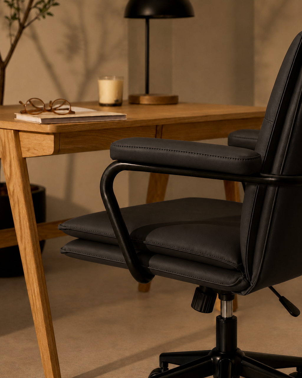 Executive Cushioned Office Chair (Black Faux Leather) – Outlet - Marcel Olsen