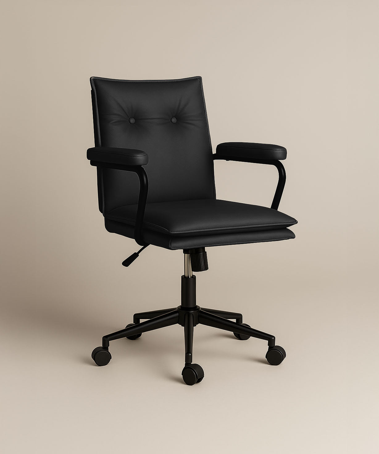 Executive Cushioned Office Chair (Black Faux Leather) – Mid-century Modern Swivel Desk Chair - Marcel Olsen