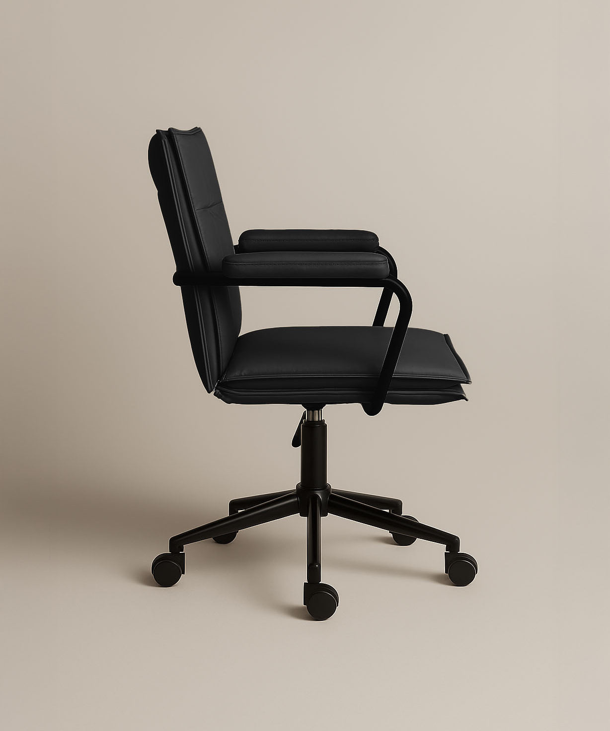 Executive Cushioned Office Chair (Black Faux Leather) – Mid-century Modern Swivel Desk Chair - Marcel Olsen