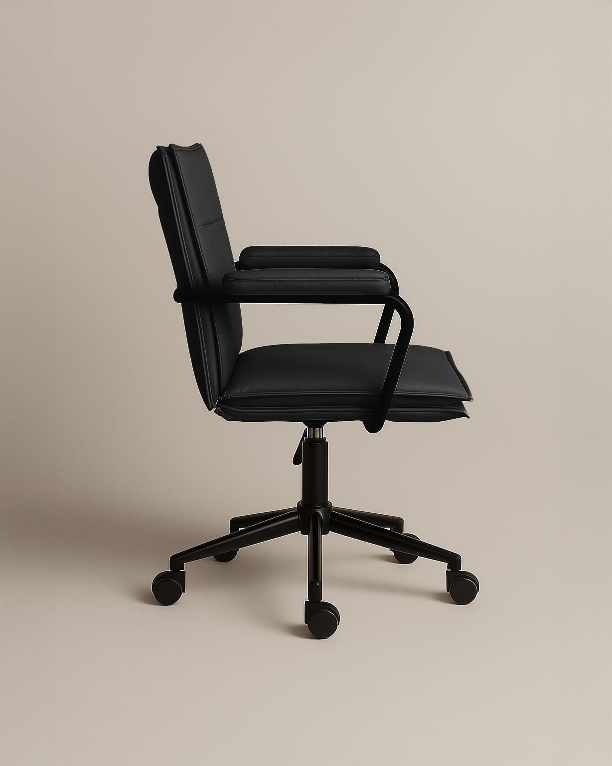 Executive Cushioned Office Chair (Black Faux Leather) – Mid-century Modern Swivel Desk Chair - Marcel Olsen