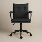 Executive Cushioned Office Chair (Black Faux Leather) – Mid-century Modern Swivel Desk Chair (Outlet) Outlet Products - Marcel Olsen