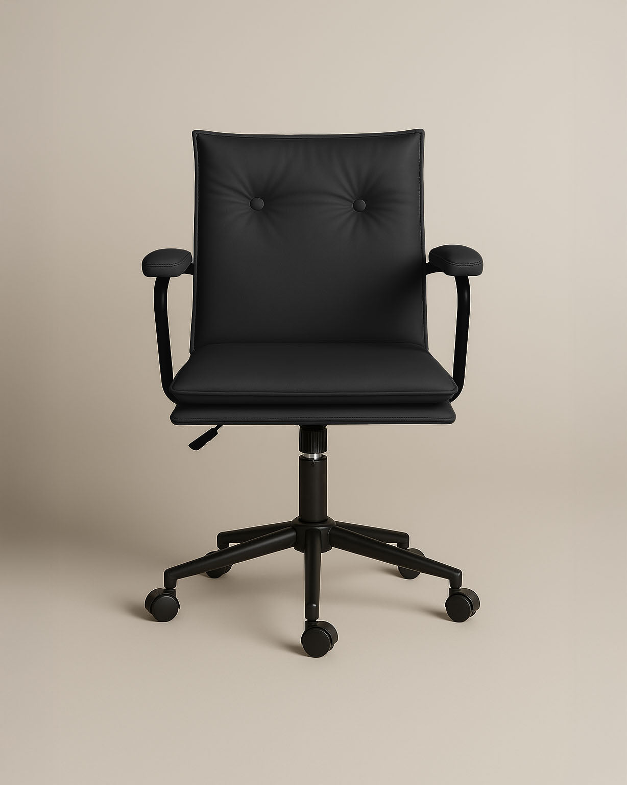 Executive Cushioned Office Chair (Black Faux Leather) – Mid-century Modern Swivel Desk Chair - Marcel Olsen