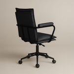 Executive Cushioned Office Chair (Black Faux Leather) – Mid-century Modern Swivel Desk Chair (Outlet) Outlet Products - Marcel Olsen