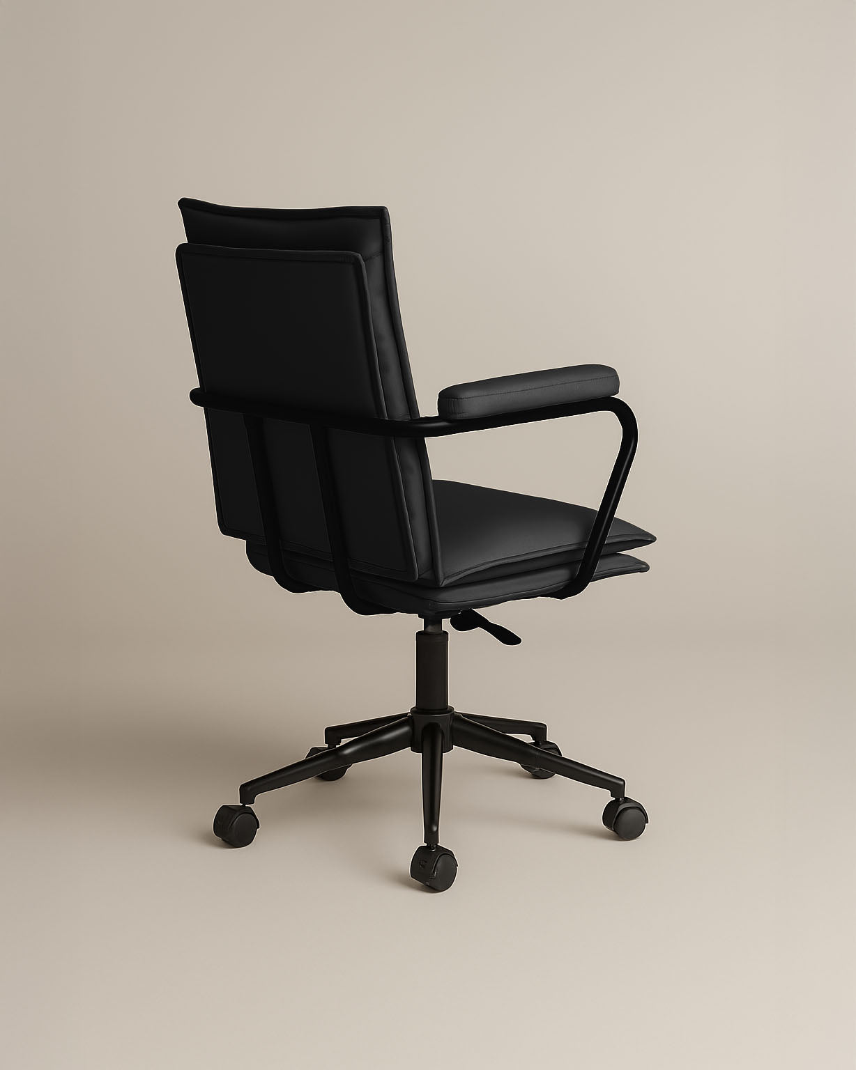 Executive Cushioned Office Chair (Black Faux Leather) – Mid-century Modern Swivel Desk Chair - Marcel Olsen