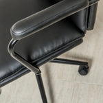 Executive Cushioned Office Chair (Black Faux Leather) – Mid-century Modern Swivel Desk Chair (Outlet) Outlet Products - Marcel Olsen
