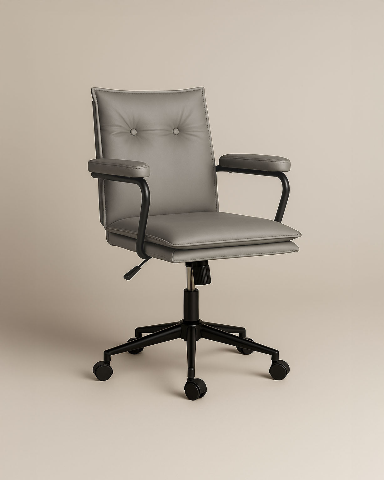 Executive Cushioned Office Chair (Grey Faux Leather) – Mid-century Modern Swivel Desk Chair - Marcel Olsen
