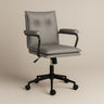 Executive Cushioned Office Chair (Grey Faux Leather) – Mid-century Modern Swivel Desk Chair - Marcel Olsen