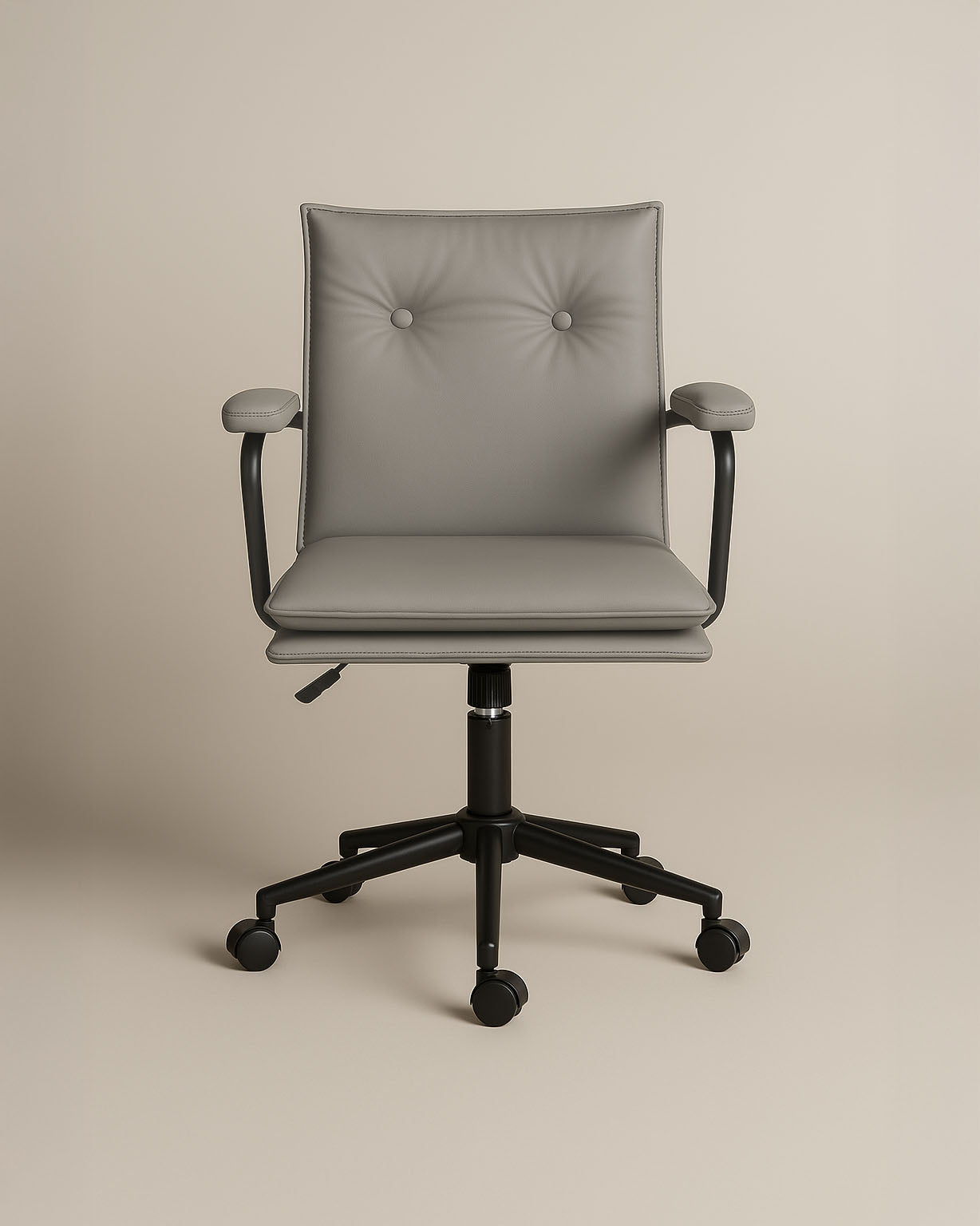 Executive Cushioned Office Chair (Grey Faux Leather) – Mid-century Modern Swivel Desk Chair - Marcel Olsen