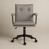 Executive Cushioned Office Chair (Grey Faux Leather) – Mid-century Modern Swivel Desk Chair - Marcel Olsen
