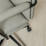 Executive Cushioned Office Chair (Grey Faux Leather) – Mid-century Modern Swivel Desk Chair - Marcel Olsen