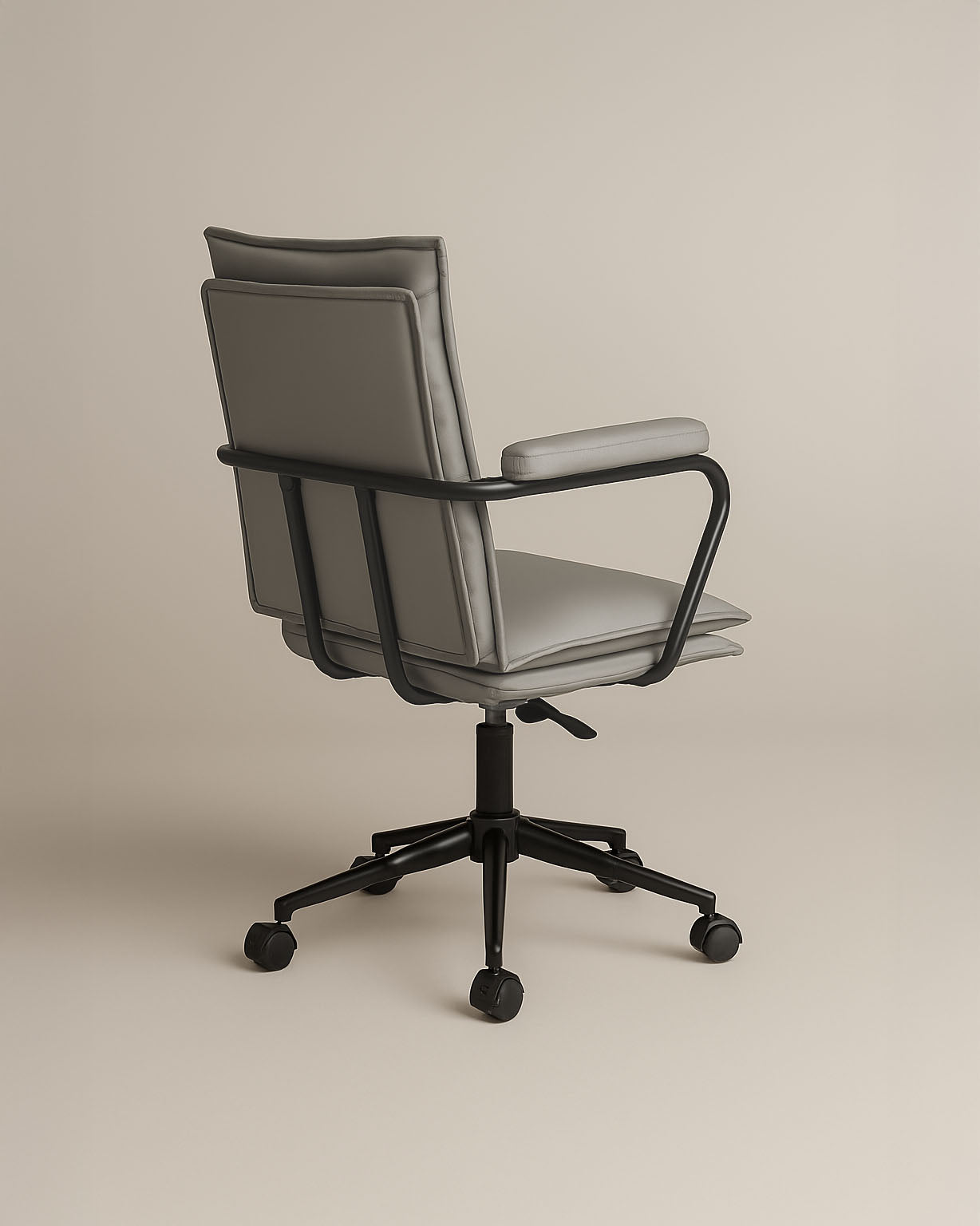 Executive Cushioned Office Chair (Grey Faux Leather) – Mid-century Modern Swivel Desk Chair - Marcel Olsen