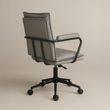 Executive Cushioned Office Chair (Grey Faux Leather) – Mid-century Modern Swivel Desk Chair - Marcel Olsen