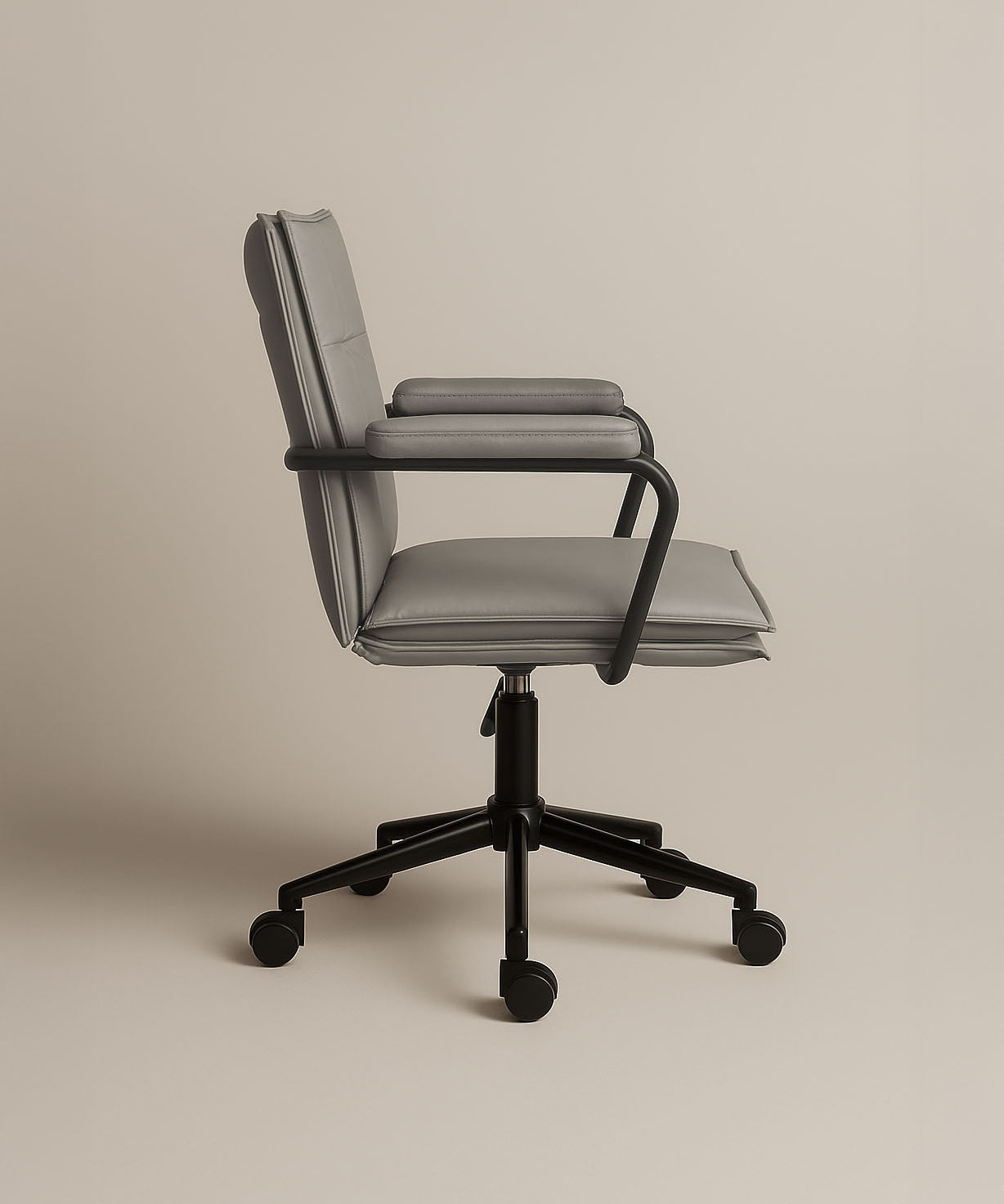 Executive Cushioned Office Chair (Grey Faux Leather) – Mid-century Modern Swivel Desk Chair - Marcel Olsen