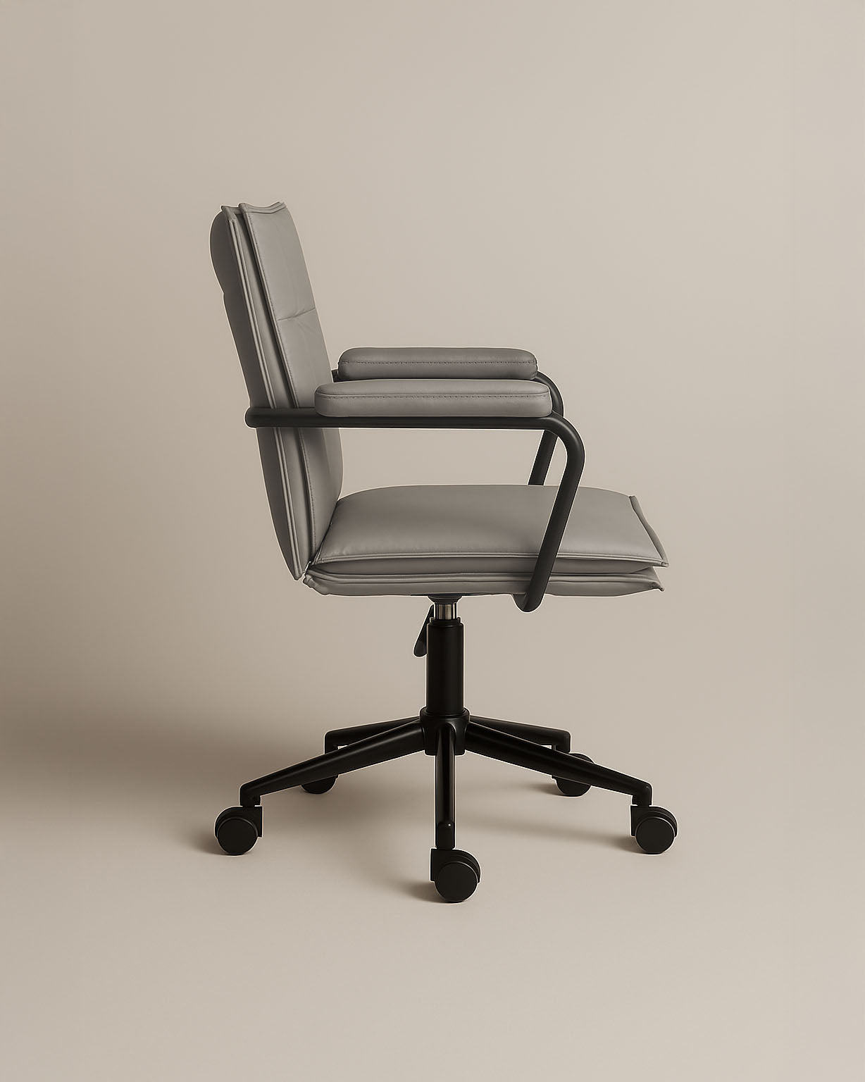 Executive Cushioned Office Chair (Grey Faux Leather) – Mid-century Modern Swivel Desk Chair - Marcel Olsen