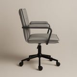 Executive Cushioned Office Chair (Grey Faux Leather) – Mid-century Modern Swivel Desk Chair - Marcel Olsen