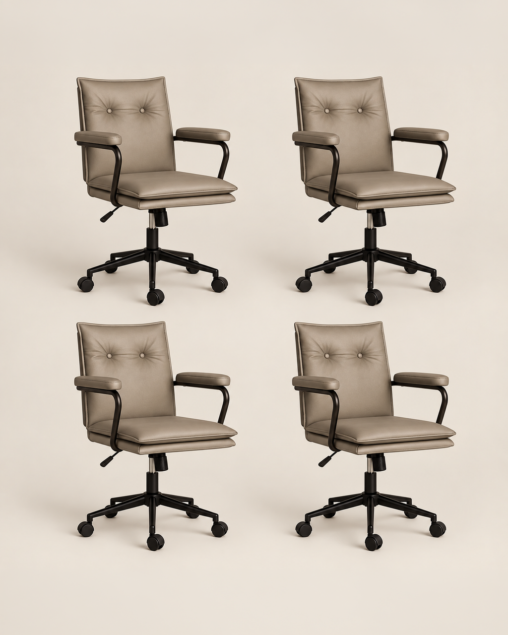 Chaises de bureau de direction rembourrées – Lot de 4 (beige fumé) – Déstockage