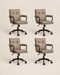 Chaises de bureau de direction rembourrées – Lot de 4 (beige fumé) – Déstockage