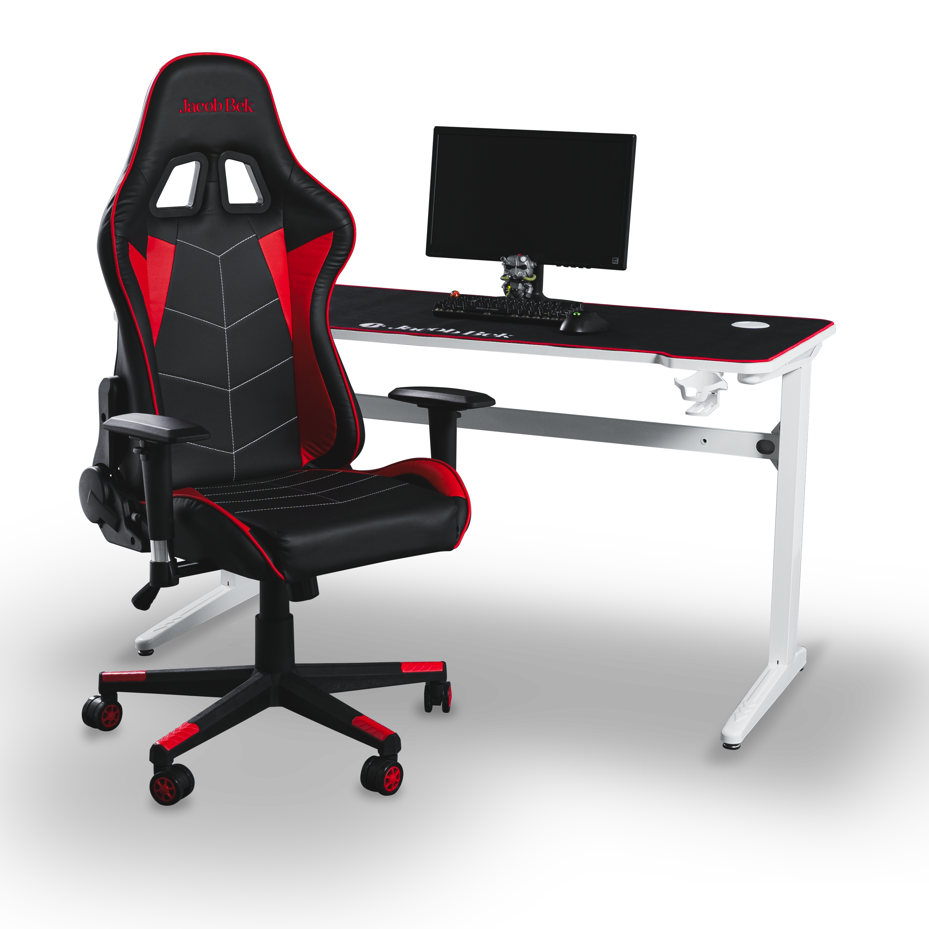 Gaming Desk | LEDs, Headphone & Drink Mounts (Carbon Fibre White, 120cm) Gaming Desk    - Jacob Bek Gaming