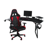 Pro Gaming Corner Desk 180 | Headphone & Drink Mounts (Carbon Fibre Black, 180cm) Gaming Desk - Jacob Bek Gaming