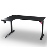 Pro Gaming Corner Desk 140 | LEDs, Headphone & Drink Mounts (Carbon Fibre Black, 140cm) Gaming Desk - Jacob Bek Gaming