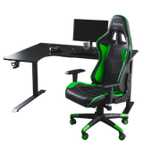Pro Gaming Corner Desk 140 | LEDs, Headphone & Drink Mounts (Carbon Fibre Black, 140cm) Gaming Desk - Jacob Bek Gaming
