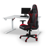 Pro Gaming Corner Desk 140 | LEDs, Headphone & Drink Mounts (Carbon Fibre White, 140cm) Gaming Desk - Jacob Bek Gaming