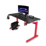 Gaming Desk | LEDs, Headphone & Drink Mounts (Carbon Fibre Red, 140cm) Gaming Desk    - Jacob Bek Gaming